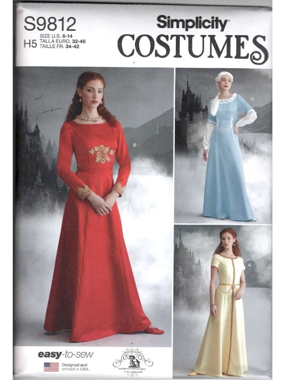 Simplicity S9812 Misses 6-14 Medieval Dress Costume Uncut Sewing Pattern Size